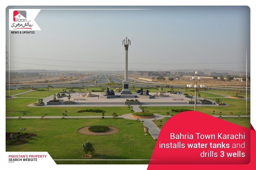 Bahria Town Karachi installs water tanks and drills 3 wells