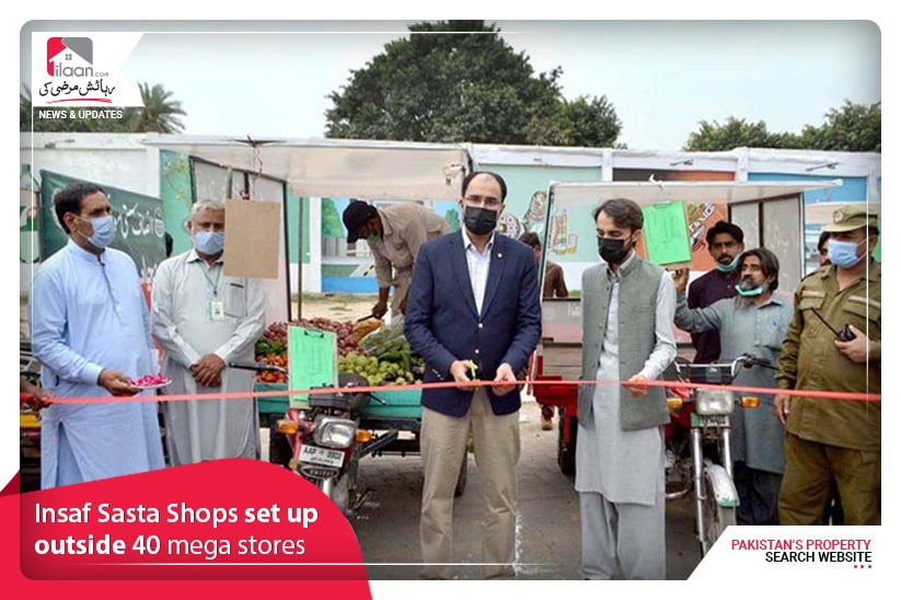 Insaf Sasta Shops set up outside 40 mega stores