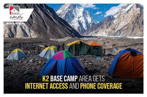K2 base camp area gets internet access and phone coverage