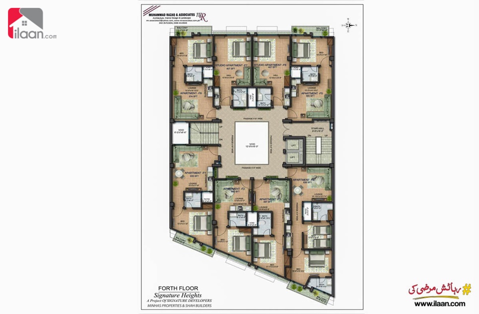 551 ( sq.ft ) apartment for sale ( fourth floor ) in Signature Heights, Phase 2, Dream Garden, Lahore