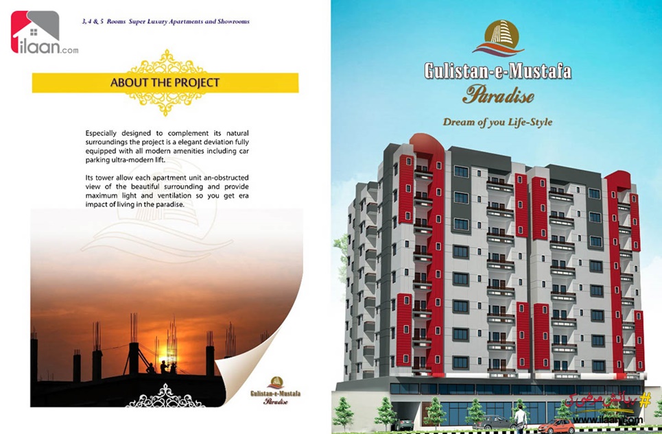 100 ( square yard ) apartment for sale ( sixth floor ) in Gulistan-e-Mustafa Paradise, Sector 19-A, Scheme 33, Karachi