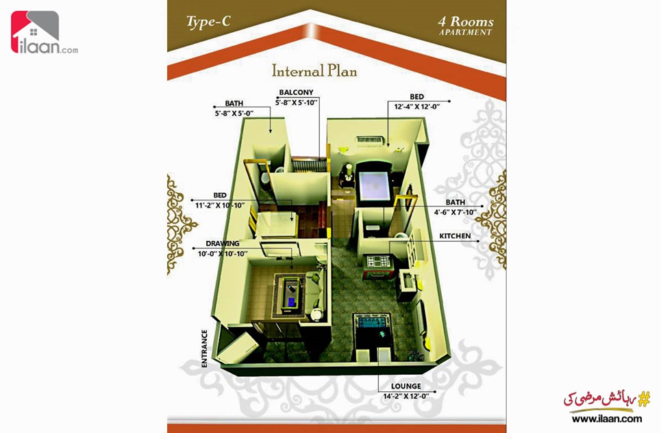 100 ( square yard ) apartment for sale ( eighth floor ) in Gulistan-e-Mustafa Paradise, Sector 19-A, Scheme 33, Karachi