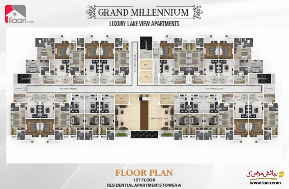 1180 ( sq.ft ) apartment for sale in Tower B, Grand Millennium, Lake View Apartments, Bahria Business District, Rawalpindi