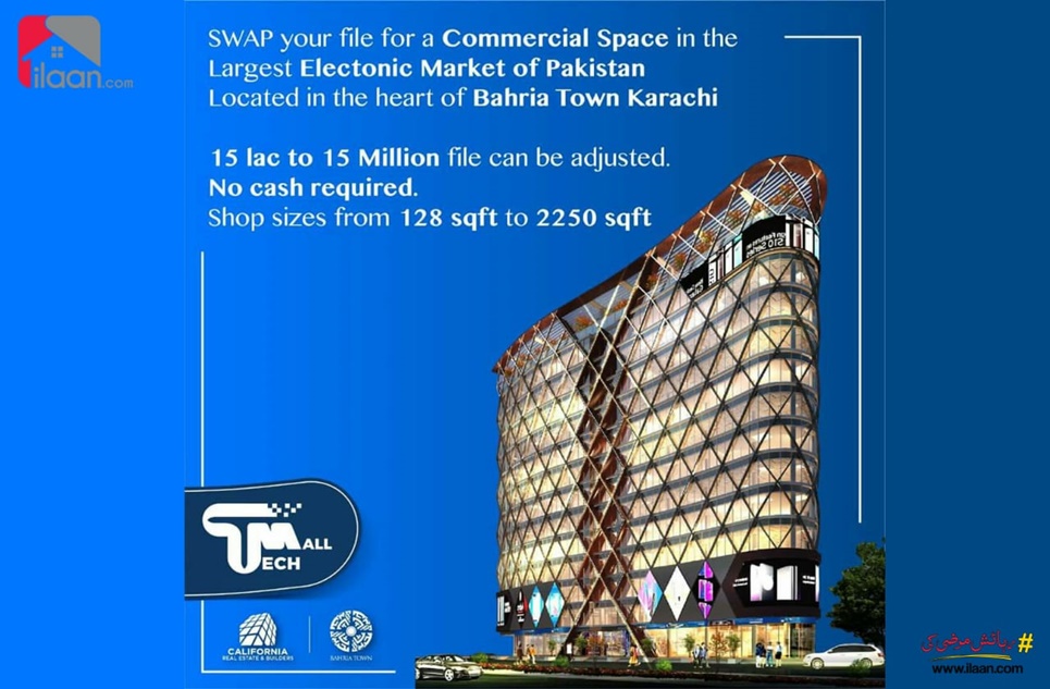 1105 Sq.ft Shop for Sale (Ninth + Twelfth Floor) in Tech Mall, Bahria Town, Karachi