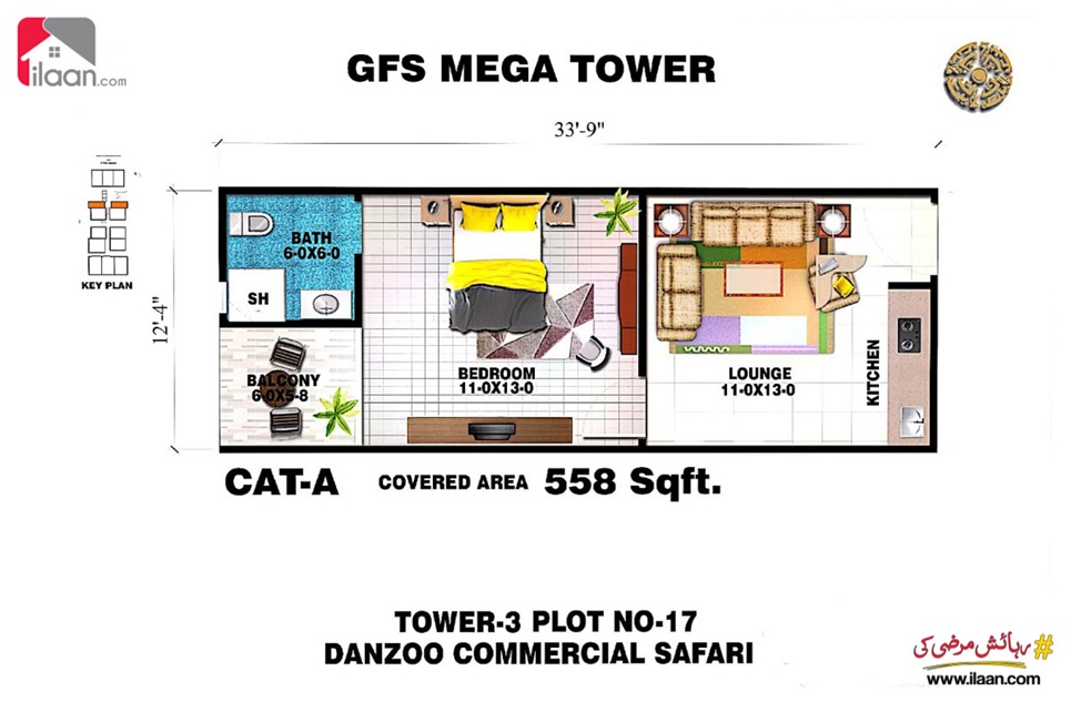 934 Sq.ft Apartment for Sale in GFS Mega Tower, Bahria Town, Karachi