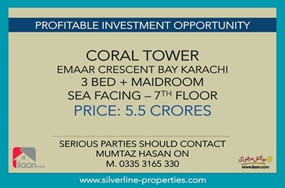 2154 ( sq.ft ) house available for sale ( nineteenth floor ) in Coral Tower, Phase 8, DHA, Karachi