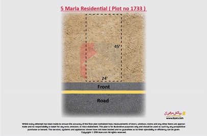5 marla plot ( Plot no 1733 ) for sale in Block B, Master City Housing Scheme, Gujranwala